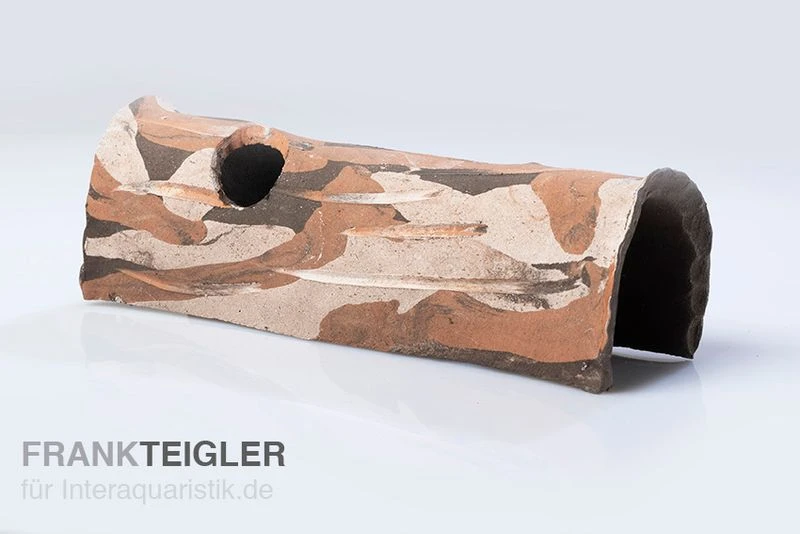 Aquariumkeramik Axolotl Tunnel Mit Fenster 23-25 Cm Camouflage 3 Aquariumkeramik Axolotl Tunnel Mit Fenster 23-25 Cm Camouflage